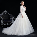 bridal luxury long sleeve lace tulle wholesale civil plus size wedding dress with sleeves